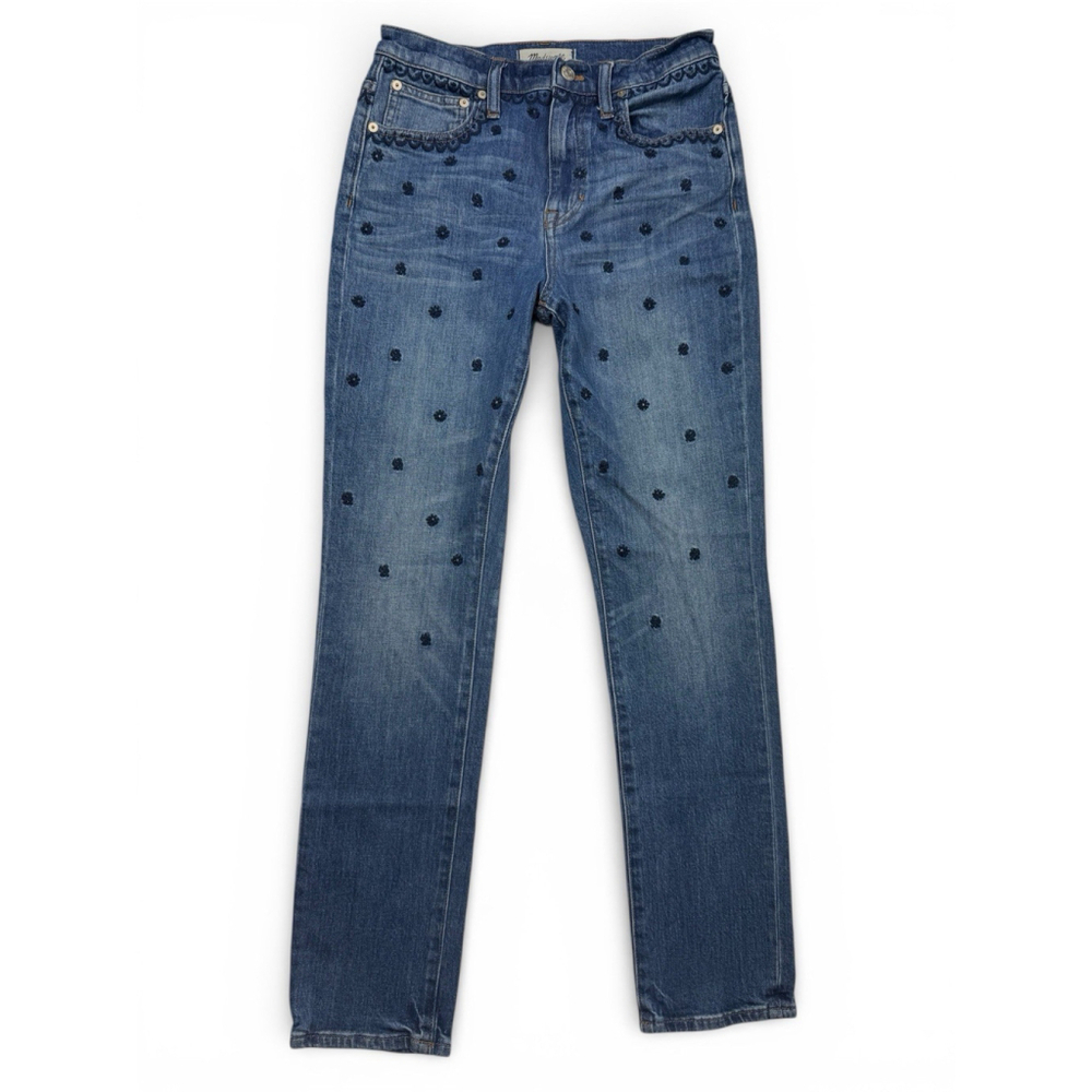 Madewell The High Rise Slim Boyjean 25 Floral Embroidery Beaded Edition Jeans - Picture 5 of 12